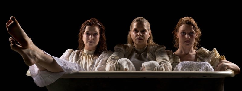 From left: Emily Van Fleet, Kate Gleason and Jessica Robblee in the Arvada Center's 'The Drowning Girls.' M. Gale Photography 