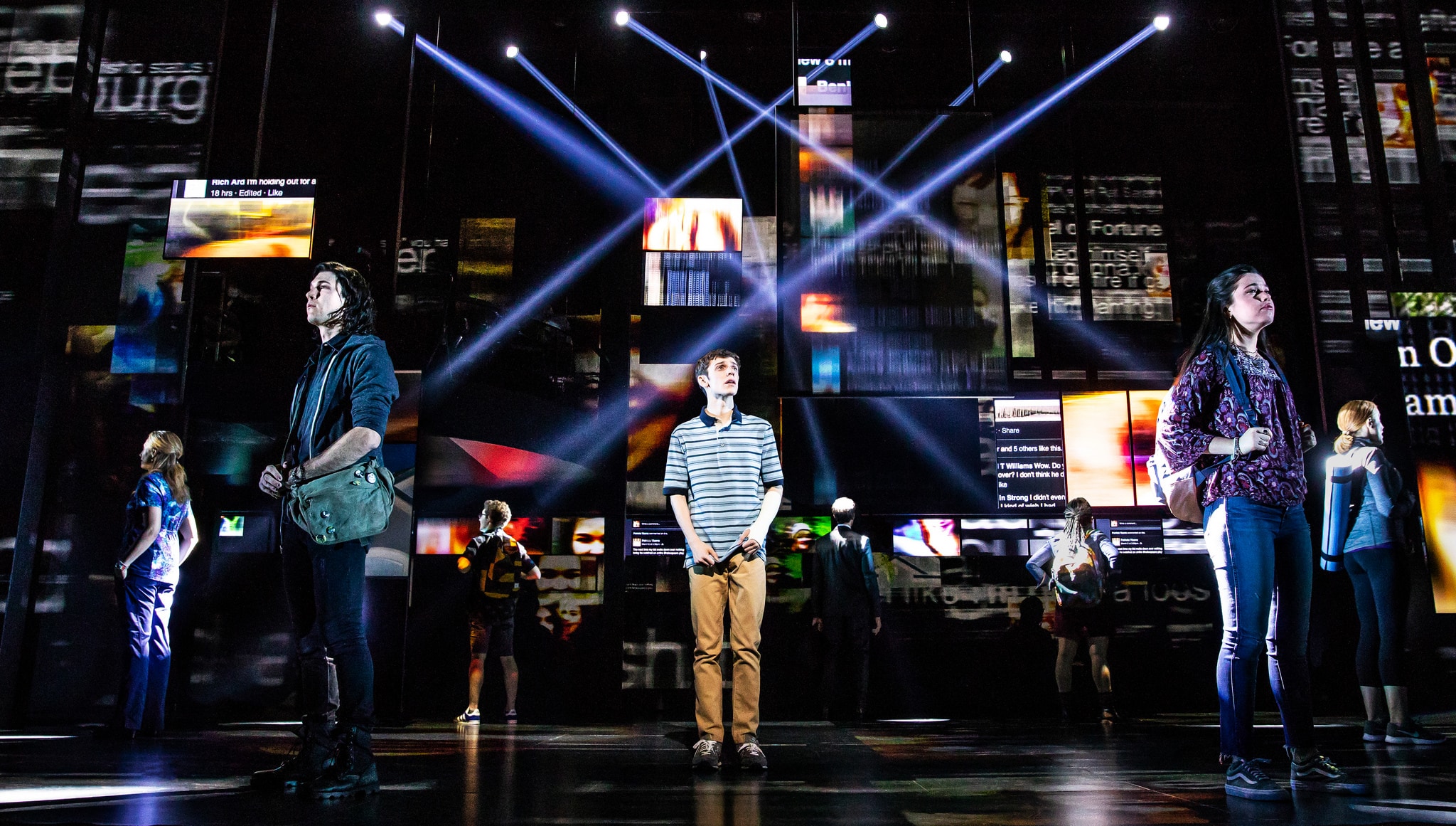 Ben Levi Ross and the Company of the First North American Tour of Dear Evan Hansen. Photo by Matthew Murphy. 2018