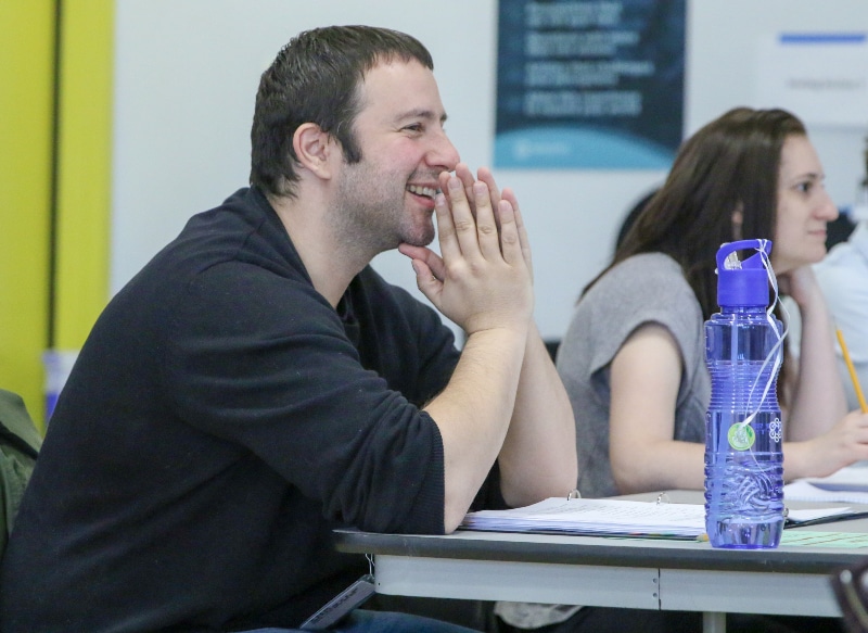 Itamar Moses in rehearsal for The Whistleblower