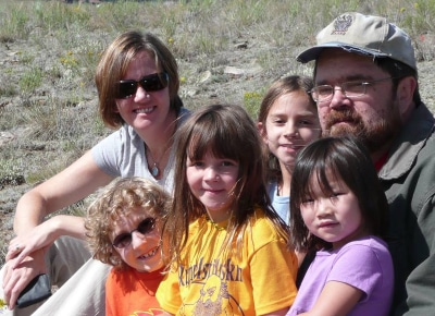 Jeff Carey with his sister, nieces and nephews. 