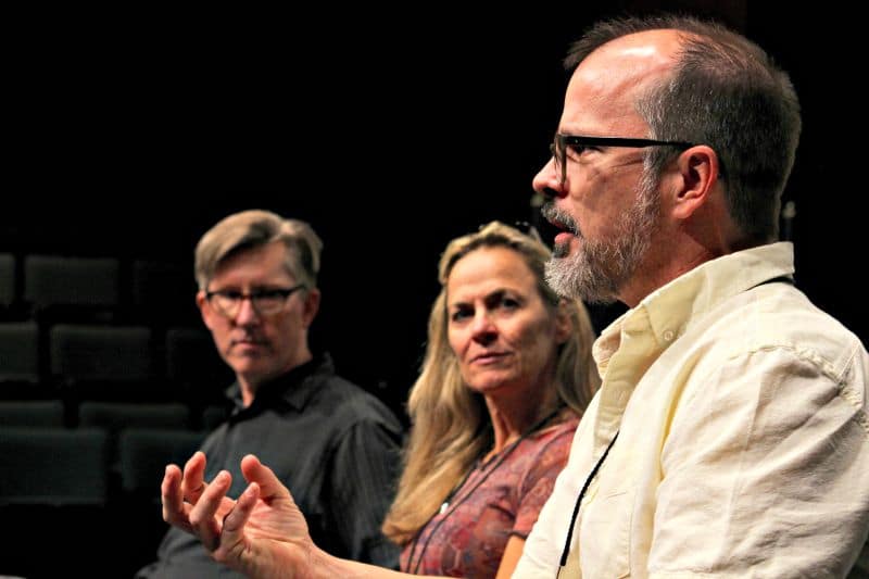 Douglas Langworthy, far left, hosts the DCPA Theatre Company's "Persepctives," a public conversation about each new production, on the evening of its first preview performance. Next up: 6 p.m. on April 8 for "Sweeney Todd" in tthe Jones Theatre.  Photo by John Moore for the DCPA's NewsCenter. 