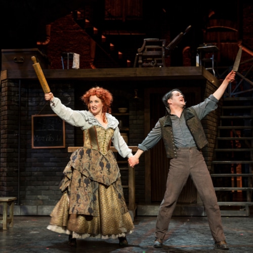 Linda Mugleston and Robert Petkoff in Sweeney Todd, 2016. Photo by Adams VisCom.