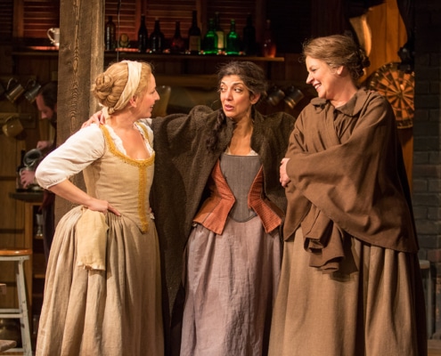 Jennifer Le Blanc, Miriam A. Laube and Nance Williamson in The Book of Will, 2017. Photo by Adams VisCom