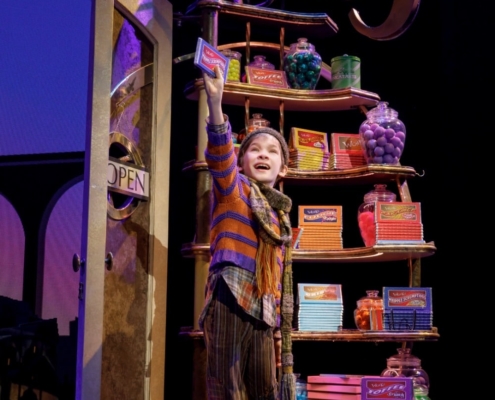 Henry Boshart as Charlie Bucket. Roald Dahl’s CHARLIE AND THE CHOCOLATE FACTORY. Photo by Joan Marcus