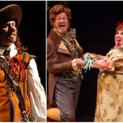 Bill Christ in 'Cyrano,' left starring in Cyrano, and Leslie O'Carroll, right in 'A Christmas Carol,' will be reunited in 'The Whistleblower.' Photos by Terry Shapiro and Adams VisCom.