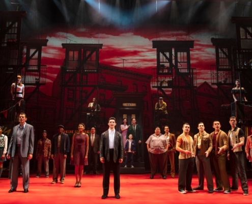 Joe Barbara (Sonny, left) and Joey Barreiro (Calogero, center), with the Touring Company of A BRONX TALE Photo: Joan Marcus