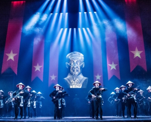 The Company of the North American Tour of MISS SAIGON performs “Morning of the Dragon’. Photo: Matthew Murphy