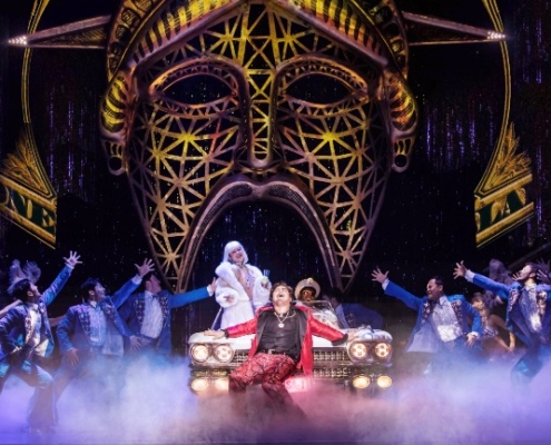 Red Concepción (center as ‘The Engineer’) and the Company perform ‘American Dream’ in the North American Tour of MISS SAIGON. Photo: Matthew Murphy