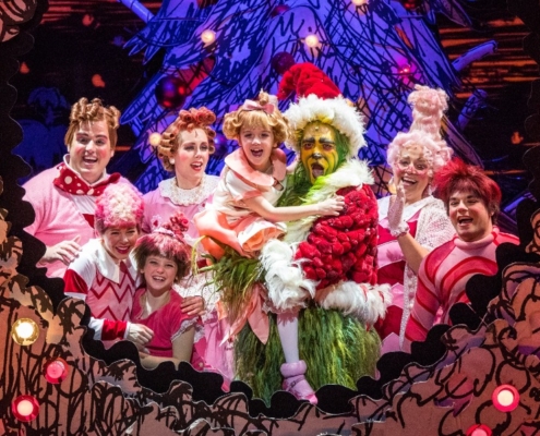 Philip Huffman as The Grinch and the 2016 Touring Company of Dr. Seuss’ HOW THE GRINCH STOLE CHRISTMAS! The Musical