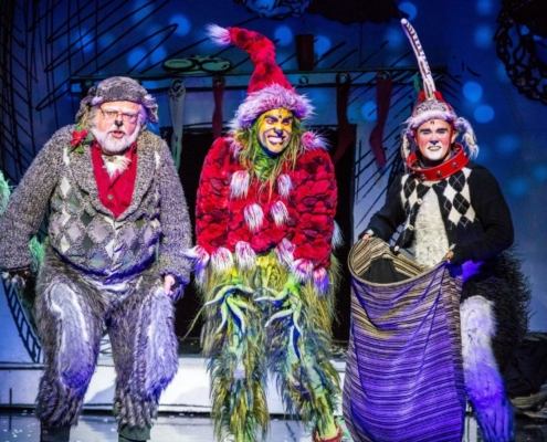 Philip Huffman as The Grinch and the 2016 Touring Company of Dr. Seuss’ HOW THE GRINCH STOLE CHRISTMAS! The Musical