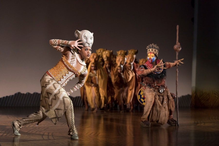 Nia Holloway as Nala, Buyi Zama as Rafiki and The Lionesses in THE LION KING North American Tour © Disney. Photo by Deen van Meer.