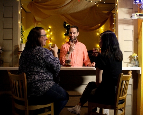 Jason Maxwell played a bartender for an auience of two in 'Between Us.' Photo by Cheyenne Michaels.