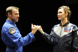 Ian Merrill Peakes and Jessica Love in When Tang Met Laika, 2010. Photo by Terry Shapiro.