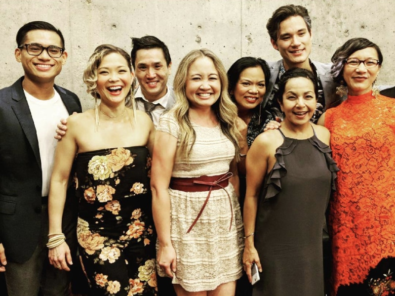 Nga Vuong-Sandoval with the cast of Vietgone. 