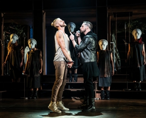 Aaron LaVigne, Tommy Sherlock and the company of the North American Tour of JESUS CHRIST SUPERSTAR. Photo by Matthew Murphy.