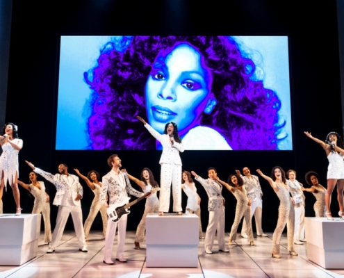 Dan’yelle Williamson (Diva Donna), Alex Hairston (Disco Donna), Olivia Elease Hardy (Duckling Donna) and the Company of SUMMER © Matthew Murphy for MurphyMade