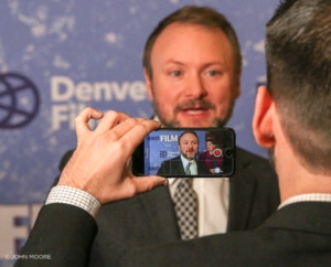 Director Rian Johnson at the Denver Film Festival on Thursday. Photo by John Moore.