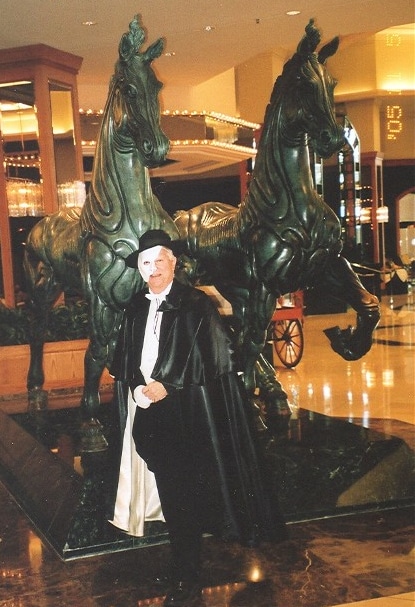 Richard Moore in full 'Phantom' regalia at Denver's Adam's Mark Hotel. Courtesy Richard Moore. 