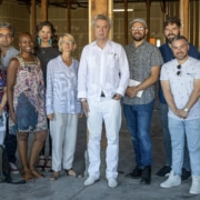 Some of the creative team for Off-Center's 'Theater of the Mind,' created by David Byrne and Mala Gaonkar. Photo by Adams VisCom.