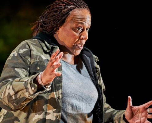 Dael Orlandersmith in the Rattlestick Playwrights Theater production of Until the Flood. Photo by Robert Altman.