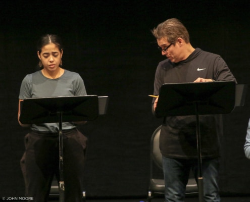 In Her Bones. 2020 Colorado New Play Summit. Valentina Guerra as Mia and Zeus Mendoza as Moises. Photo by John Moore.