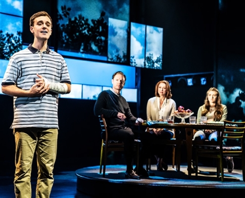 Stephen Christopher Anthony as 'Evan Hansen' and the North American touring company of DEAR EVAN HANSEN. Photo by Matthew Murphy, 2019