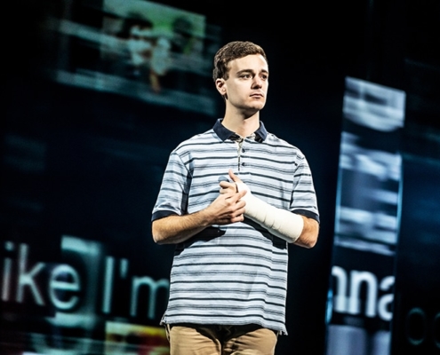 Stephen Christopher Anthony as 'Evan Hansen' in the North American touring company of DEAR EVAN HANSEN. Photo by Matthew Murphy, 2019