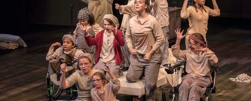 The cast in Phamaly's production of Annie. Photo by Michael Ensminger