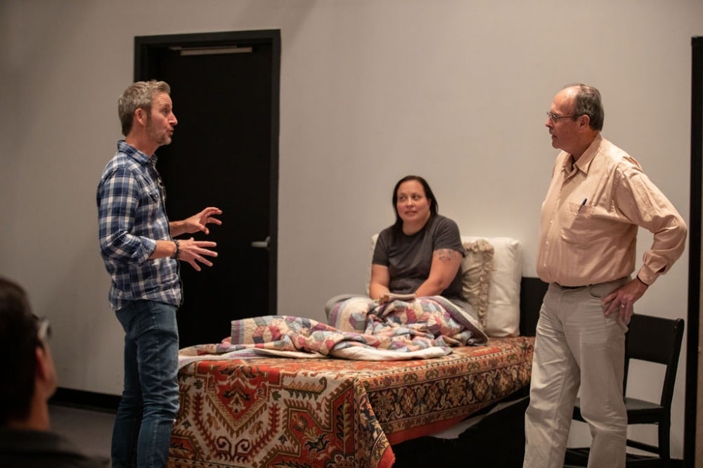 Photo credit: Tim McCracken (l) directs adult students in a DCPA Education acting class.