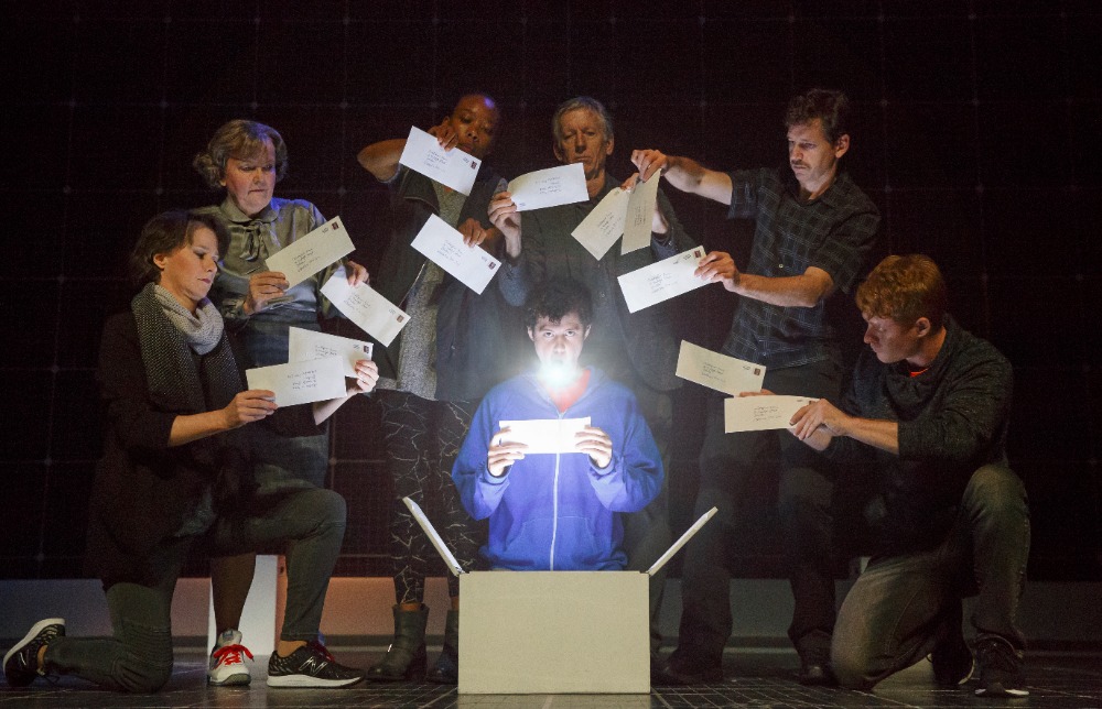 Adam Langdon and company in touring production of The Curious Incident of the Dog in the Night-Time. Photo- Joan Marcus.