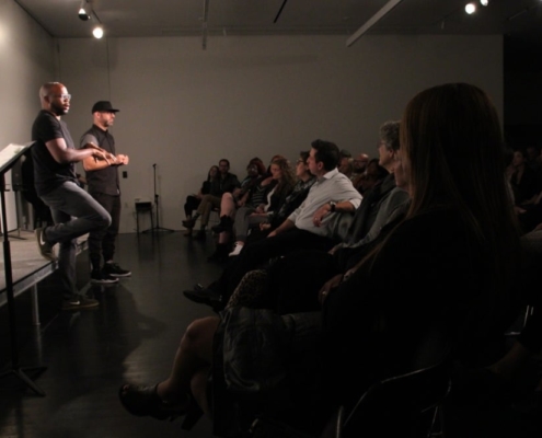 Idris Goodwin and Kevin Coval at the This Is Modern Art post-show discussion. Photo by Cheyenne Michaels.