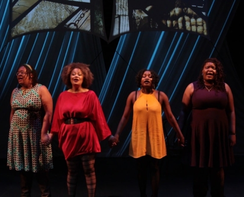 Jenee Elise, Suzi Q. Smith, Toluwanimi Obiwole, and Ralonda Simmons in How I Got Over. Photo by Nicholas Renaud.