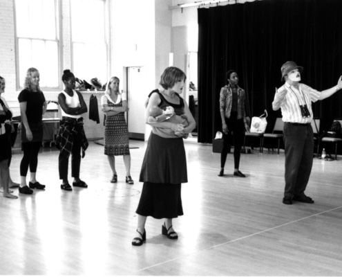 The cast of TANTALUS during rehearsals. Photo by p. switzer.