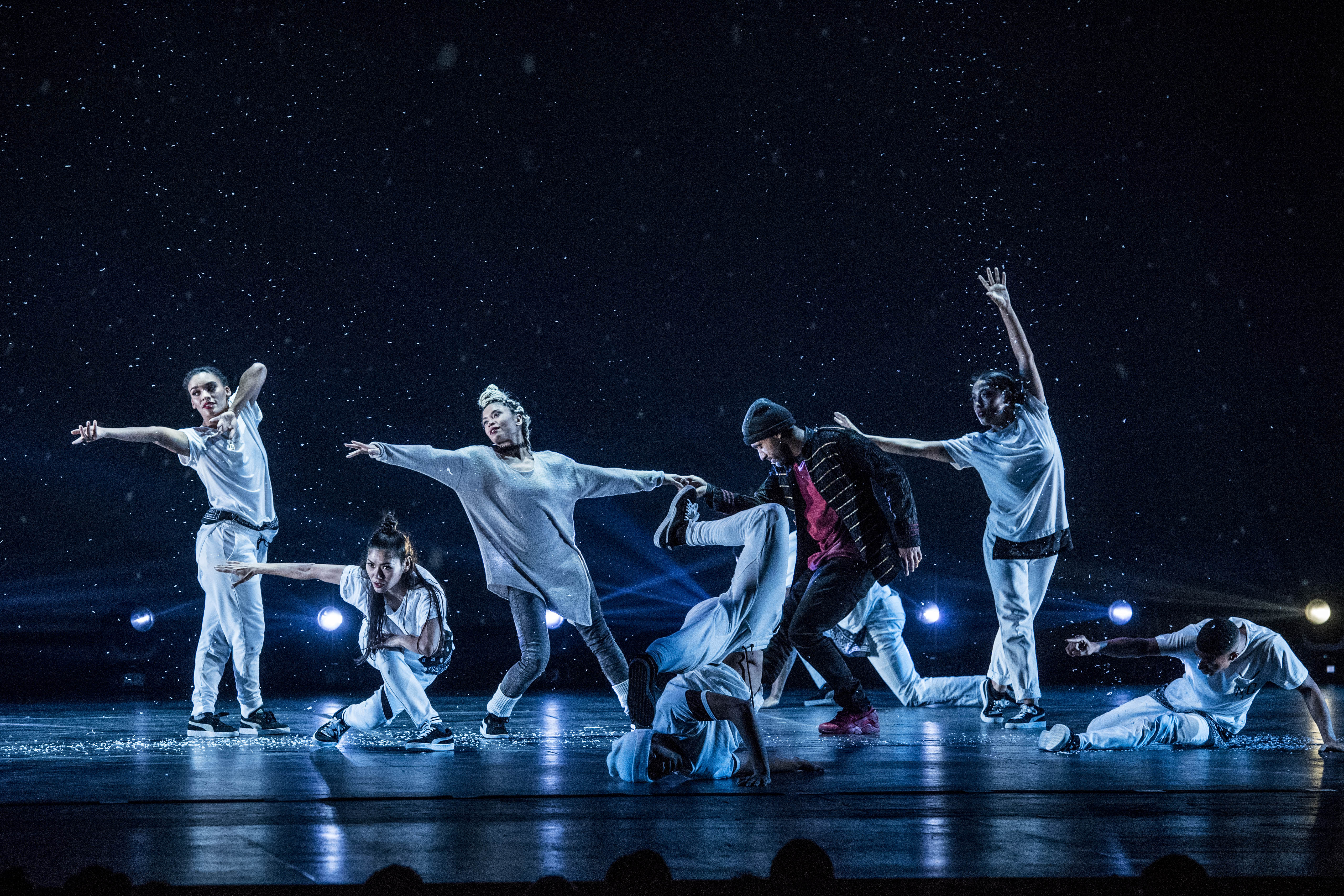 Photo of dancers performing in The Hip Hop Nutcracker