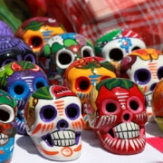 Different colors of sugar skulls