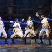 the company of Hamilton Broadway Tour dances onstage