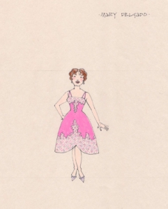 A costume sketch of Mary in Jersey Boys Broadway National Tour