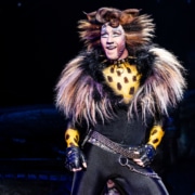 an actor dressed as a black spotted cat in the Broadway National Tour of Cats