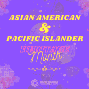 A purple header with cherry blossoms