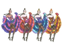 A costume sketch for Moulin Rouge! The Musical