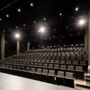 Inside the Singleton Theatre with a view from onstage looking out