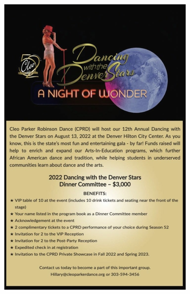 Poster for the CPRD Dancing with the Denver Stars event