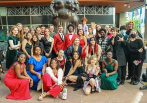 The cast of Sister Act, Overland High School poses for a photo