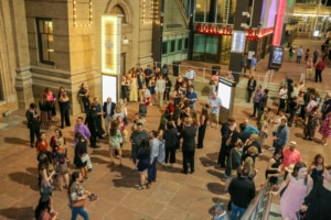 The crowd gathers outside the Ellie Caulkins Opera House after the Bobby G Awards