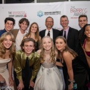 The Lead Actor and Actress nominees pose for a photo with John Ekeberg