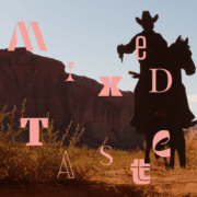 A cowboy riding a horse in shadow in a canyon