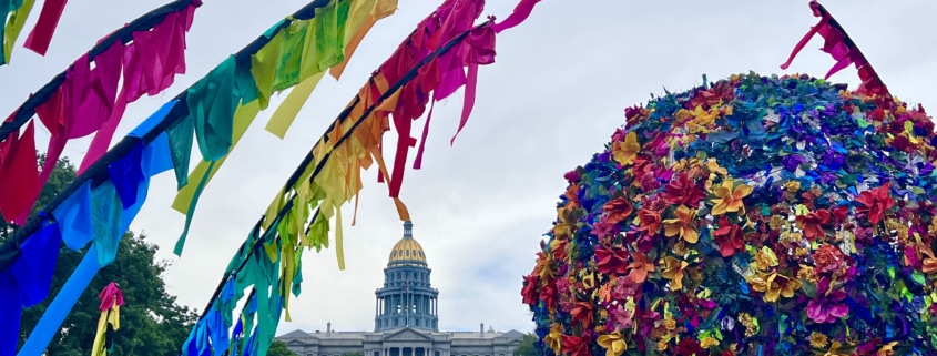 A large centerpiece at the pride parade