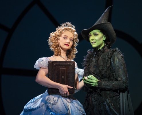 Jennafer Newberry as Glinda and Lissa deGuzman as Elphaba in the National Tour of WICKED, photo by Joan Marcus - 0228r