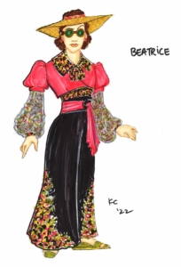 Costume rendering of Beatrice in Much Ado About Nothing