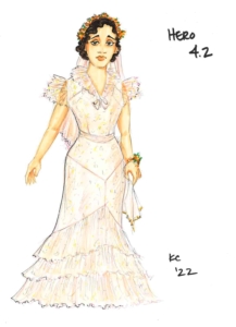 A costume rendering for Hero in Much Ado About Nothing